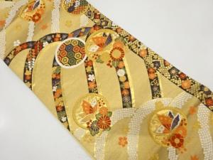 アンティーク　花・蝶模様織り出し袋帯（材料）
